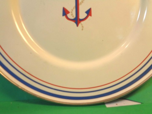 "Plato de ensalada de metal Blue Anchor 9 1/4", esmalte, picnic americano (usado/USADO EN EXCELENTE CONDICIÓN) - Imagen 6 de 10