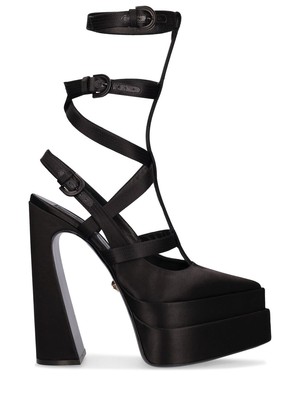 VERSACE 160mm Black Satin Gladiator Pumps New