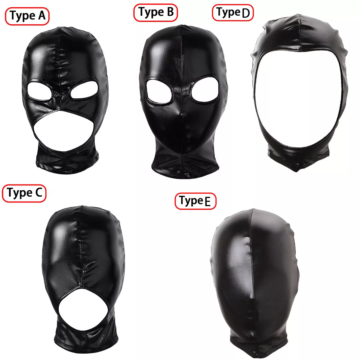 Antage Slid Barnlig Adults Full Face Mask PU Leather Open Mouth Eye Head Cover Mask Cosplay  Costume | eBay