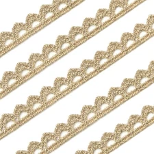 [10 Yards] Gold Ribbon Lace Embroidery Metallic Venice Lace Edging Trimming