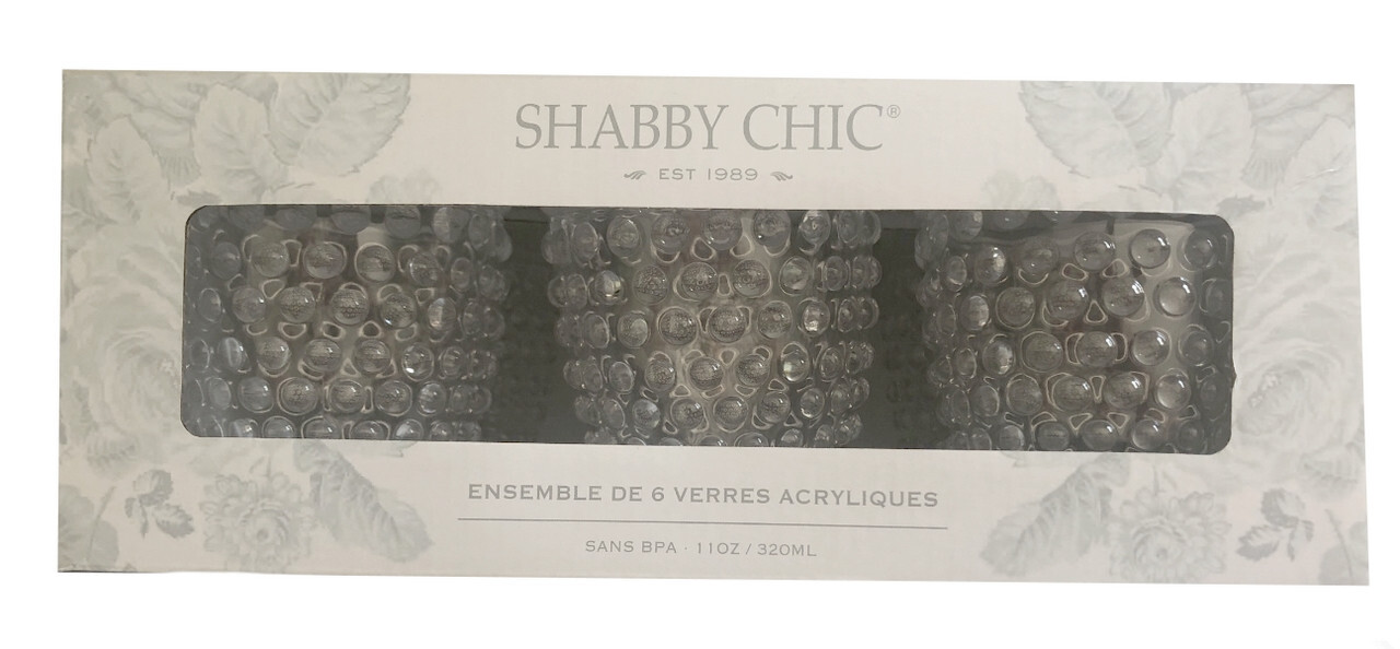 Shabby Chic Hobnail Acrylic Drinkware Glasses Outdoor 4x3.25" Set of 6