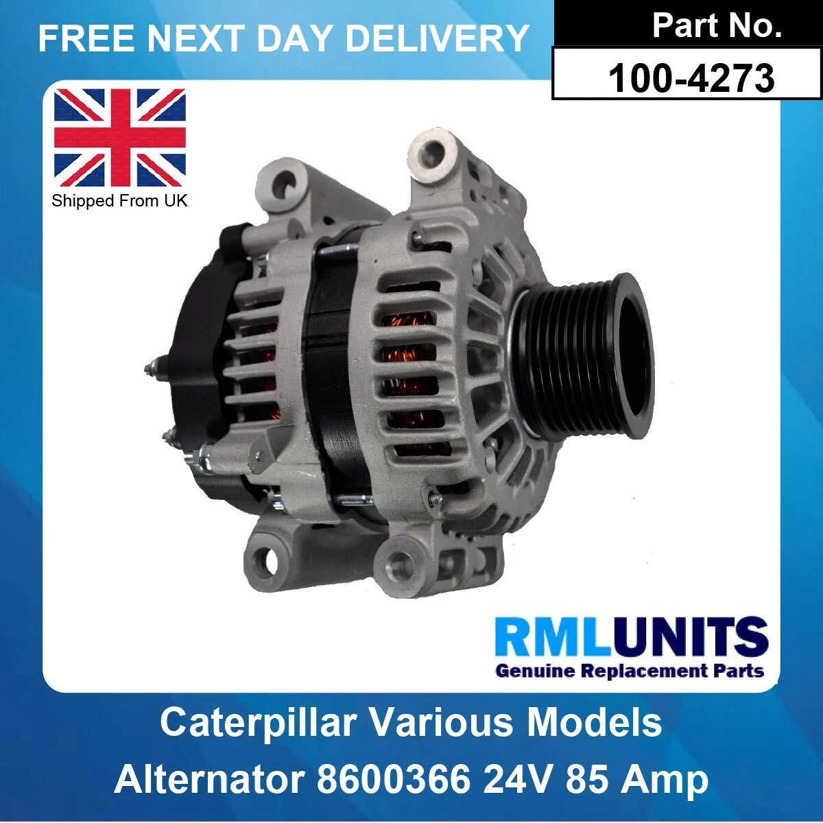 Alternator For Caterpillar Delco Remy 3218929 8600366 24V 85Amp | eBay 