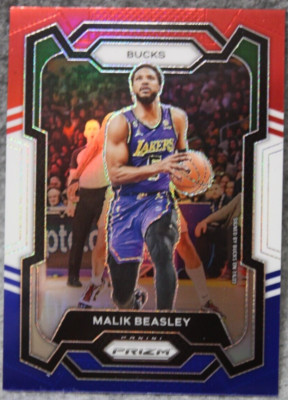 2023-24 Panini Prizm Malik Beasley Red White Blue Prizm #237 Bucks