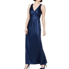 ADRIANNA PAPELL NEW Women's Metallic Shimmer Surplice Evening Gown Dress TEDO