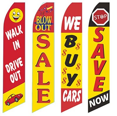 Used Cars Flag Windless Swooper 4 Lot Set Auto save Walk in Drive Sale We Buy