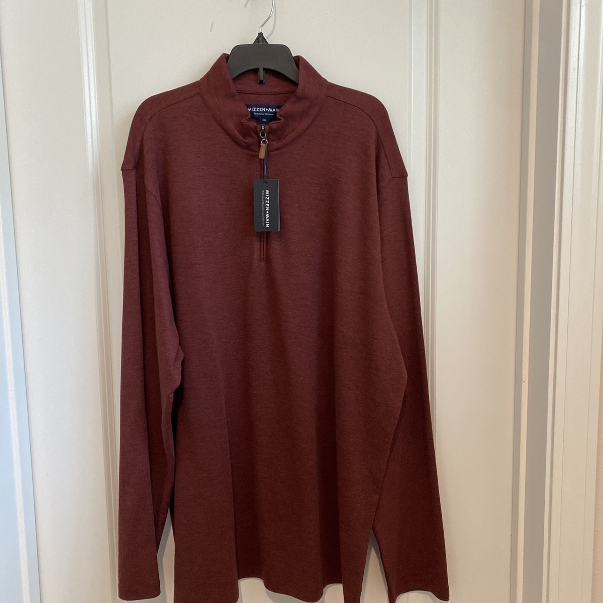 mie☆☆ NWT Mizzen Main 1/4 Zip Pullover Red Wine XXL Trim | eBay