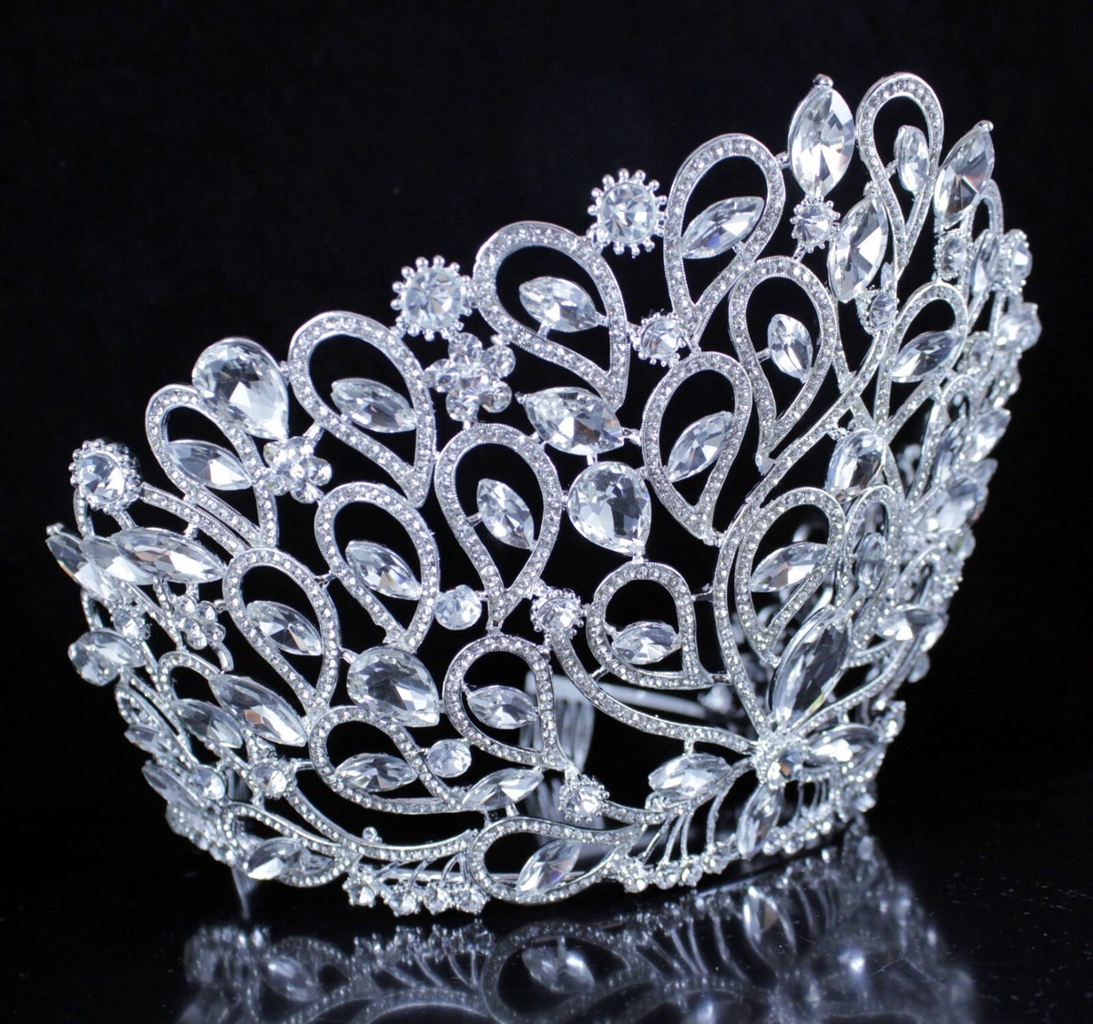 ティアラクィーン Fancy Beauty Queen Crystal Rhinestone Tiara Crown With Hair