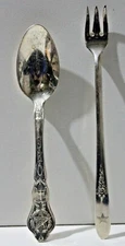 Vintage Silverplate Masonic Star Meriden Co. Spoon & Fantasy Carlton Pickle Fork