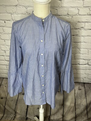 NWT the loft The Softened Shirt Button Up Shirt Striped Bell Sleeves - Main Image
