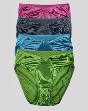 Hi-Cut Satin Panty with Ruched Accents 4 Pack M