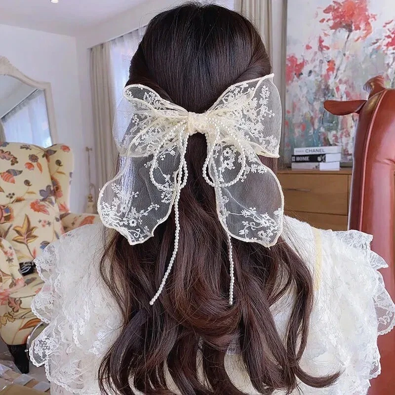 Female Korean Hair Accessories Lady Lace Bow Jewelry Headdress Fashion  Ornament