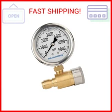 MEASUREMAN 2-1/2" Pressure Washer Gauge, Pressure Gauge Kit, 3/8 Inch Quick Conn