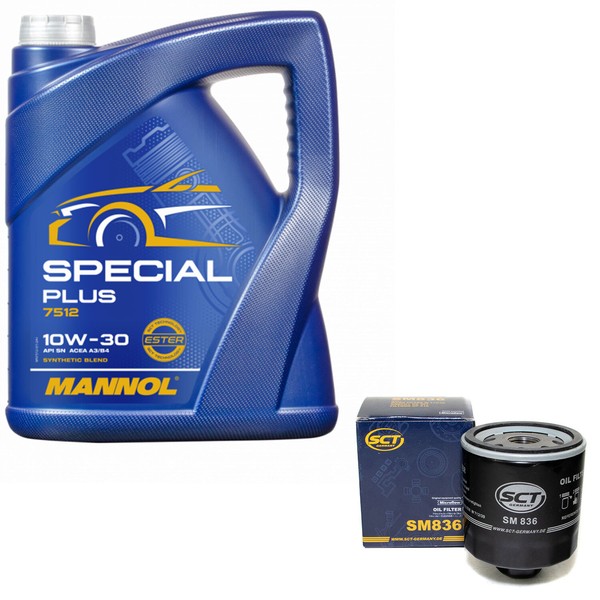 MotoröL Set 10W-30 5 Liter + ÖLfilter SM 836 FüR Audi 200 Avant VW Lupo 1.0 2.1-image