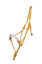 Yellow Rope Horse Halter Full Hand-Braided Rawhide Noseband Training Headscollar