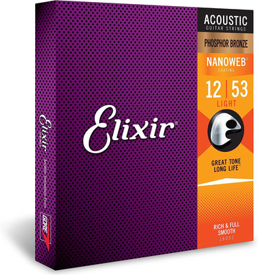 Strings, Acoustic Guitar Strings, Phosphor Bronze with NANOWEB Coating, Longe...