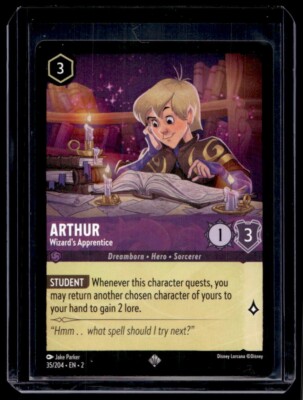 Disney Lorcana Rise of the Floodborn Arthur Wizard's Apprentice Non Foil 35/204