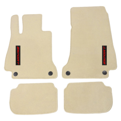 Fits 18-23 Benz W238 E-Class Beige Floor Mat Carpet Liner Nylon w/ red Sport 4PC