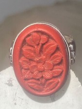 Floral ring Cinnabar band  sterling silver women girls