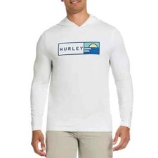 Hurley Men's Sunny Side Hybrid Stretch Hooded UV T-Shirt Size XXL White