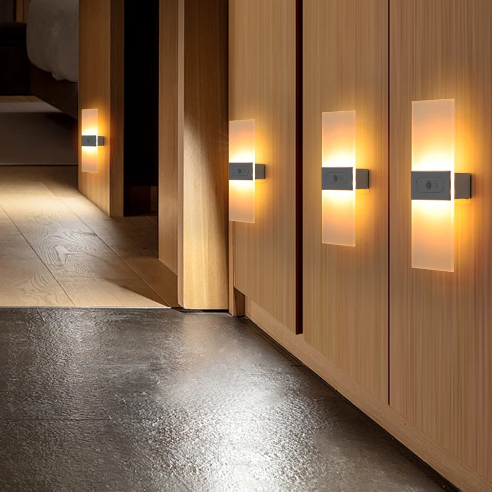 LED Innen Akku Wandleuchte Kabellos mit Bewegungsmelder Flur Wandlampe USB Lampe - Bild 2 von 4