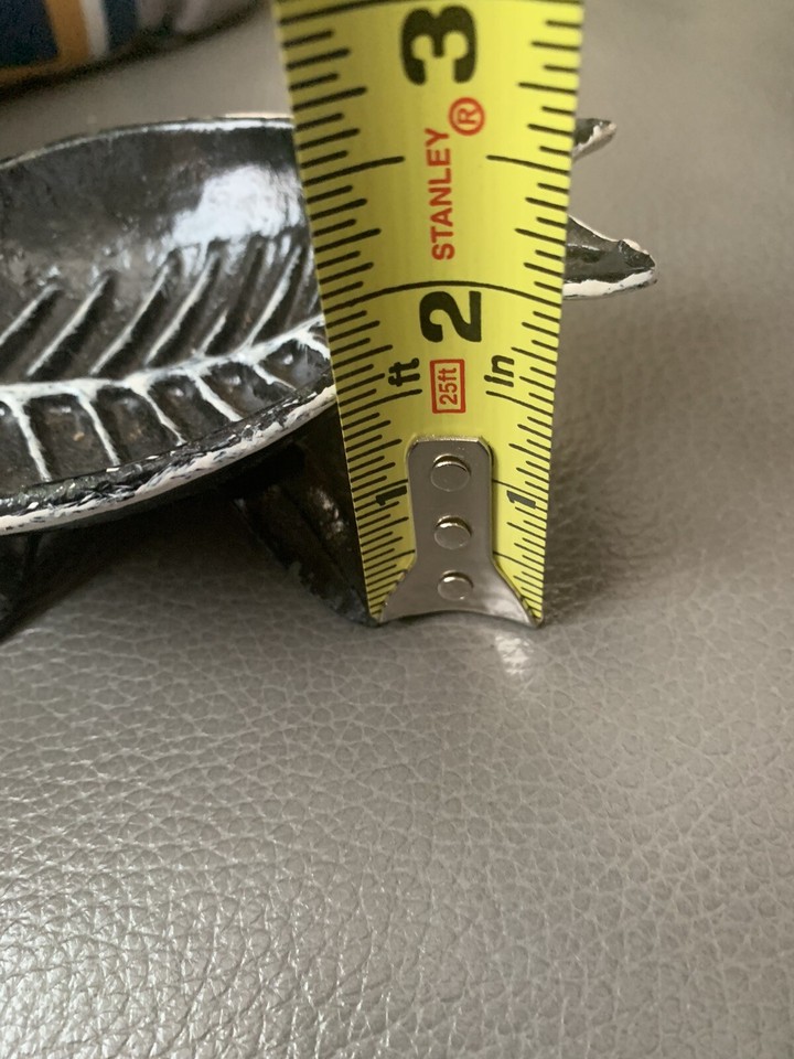 Vintage Cast Iron Soap Dish Fish Footed Japan Painted Black & White