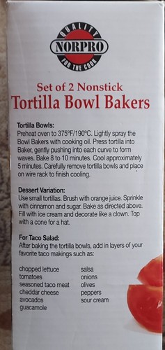 Norpro Set of 2 Nonstick Tortilla Bowl Bakers NIB - Picture 2 of 5