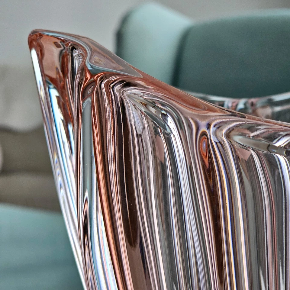 Plantica Pink Modern Bohemian Czech Crystal Decorative Vase - 16-in Footed Vase - Image 3 of 4