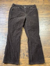 St Johns Bay Womens 12 Boot Cut Secretly Slender Brown Corduroy Pants spots
