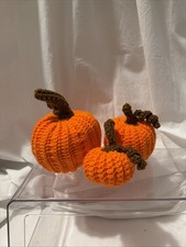 Set Of 3 various size crocheted pumpkins Fall/Halloween Orange-Brown 3 -5 Cute