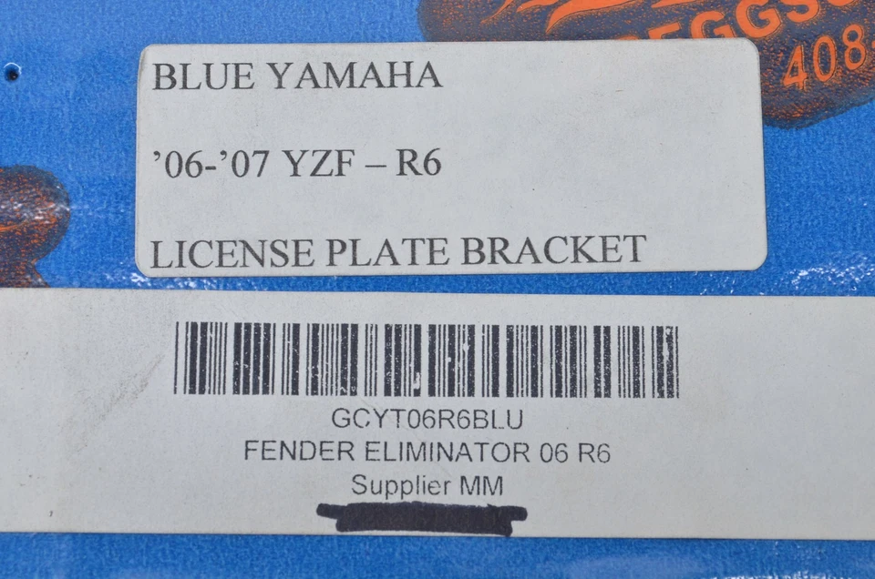 Greggs Customs GCYT06R6BLU License Plate Bracket Kit Yamaha 06-07 YZF-R6 NOS - Image 3 of 3