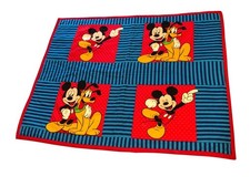 Manta Edredón Reversible Cuna Disney De Colección Años 90 Mickey Mouse Plutón 32x41