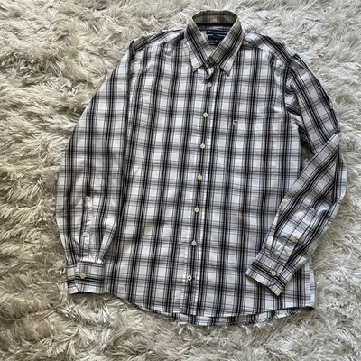Herrenhemd Langarm Gr. M  39/40 Tasche Basefield Feine Poplin Kariert Weiß Blau