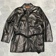 VTG Y2K Wilsons Black Leather Coat Womens XXL Mid Length Insulated Thinsulate