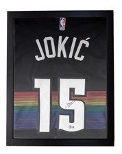 Framed Nikola Jokic Denver Nuggets Autographed Jersey Beckett BAS COA signed NBA