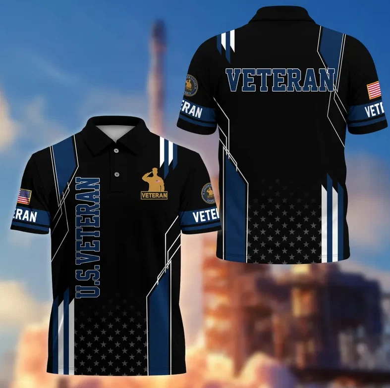 Veteran Blue Men Polo Shirt, Military Polo Shirts S-5XL