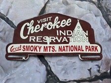 Vintage Cherokee Indian Nation License Plate Topper Porcelain 105. Vintage Cherokee Indian Nation License Plate Topper Porcelain 105.