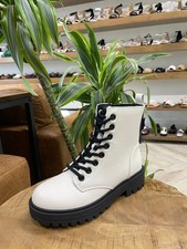 Art Class Combat Boots Khari Girls Sz 1 Ivory Black Lace Up Zip Chunky NWT