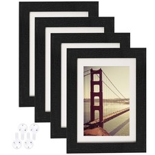 BAIJIALI 5x7 Picture Frame Black Wood Pattern Set of 4,Display Pictures 4x6 w...