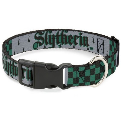 Plastic Clip Collar Harry Potter SLYTHERIN/Checker Blocks Grays/Gree (US IMPORT)