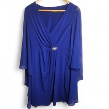 Glamour Nights Chiffon Overlay Cocktail Dress Size 8 Rhinestone Brooch Cape