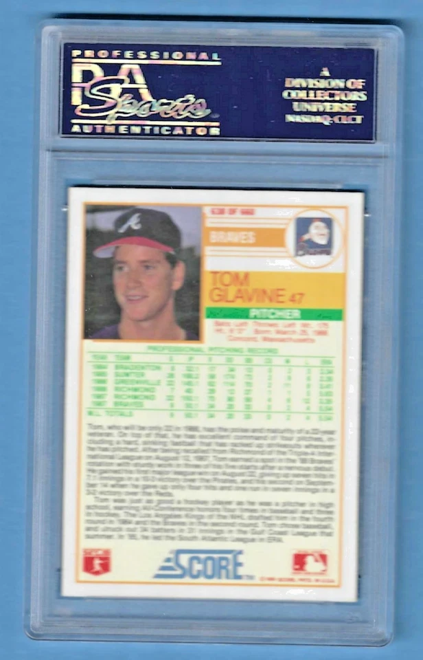 1988 Score Tom Glavine Braves #638 Rookie PSA 8 #24776355 HOF 2014 - Imagem 2 de 2