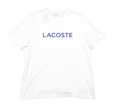Lacoste Sleepwear Men's White Logo Graphic Crew-Neck Short Sleeve Sleep T-Shirt