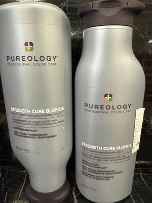 DUO Pureology Strength Cure Blonde Toning Shampoo & Conditioner  9oz NEW