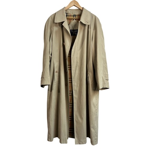 Burberrys Trench Coat Beige Classic Nova Check Lining Long Unisex Med Large Vtg - Image 1