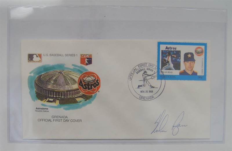 NOLAN RYAN Autographed 1988 US Baseball Series Grenada First Day Cover PSA/DNA