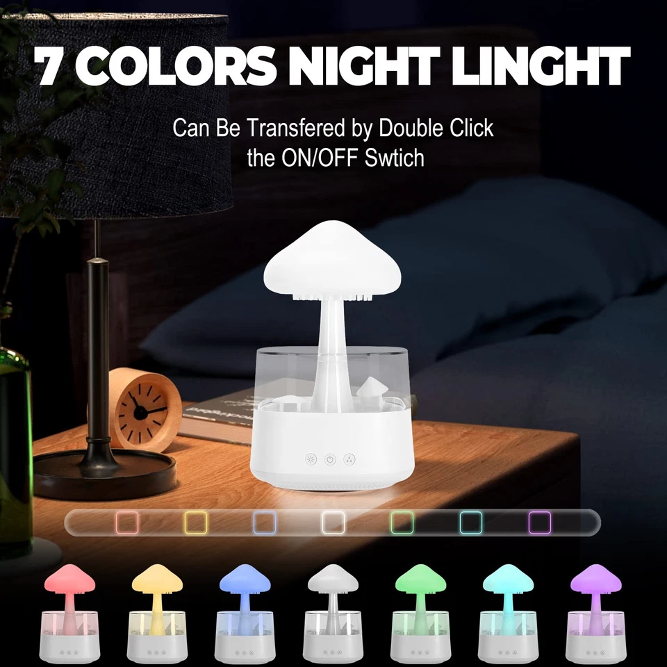 Rain Cloud Humidifier Water Drip with Adjustable LED Lights White Noise Humid... - Image 4 of 4
