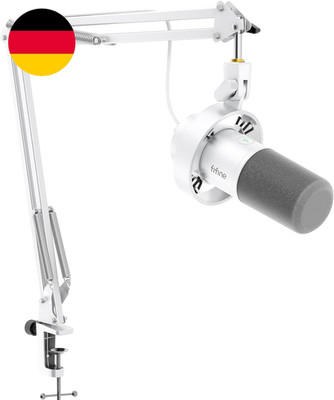 FIFINE Weißes Podcast-Mikrofon-Kit, Dynamisches Mikrofon Mit Boom-Arm, Xlr/Usb-A