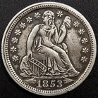 1853 Seated Liberty Dime, Arrows at Date!