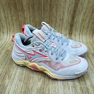 Mizuno Wave Momentum Elite Women's Size 7.5 White Pink Blue Volleyball Shoes