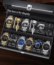 18pcs Stylish Business Men's Watch Set with Necklace, Bracelet, and Ring